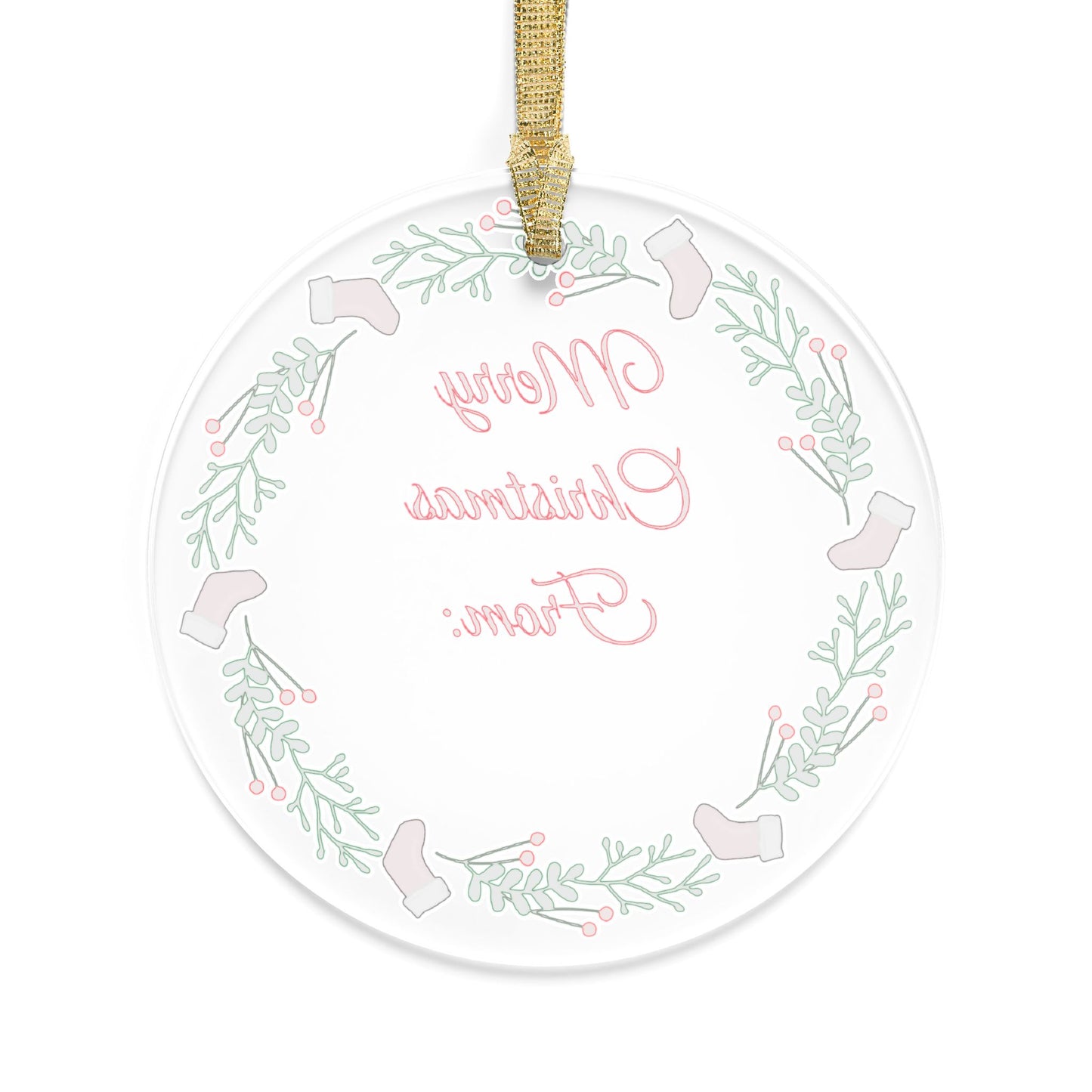 Merry Christmas From Wreath Acrylic Ornament — Personalized Holiday Decoration