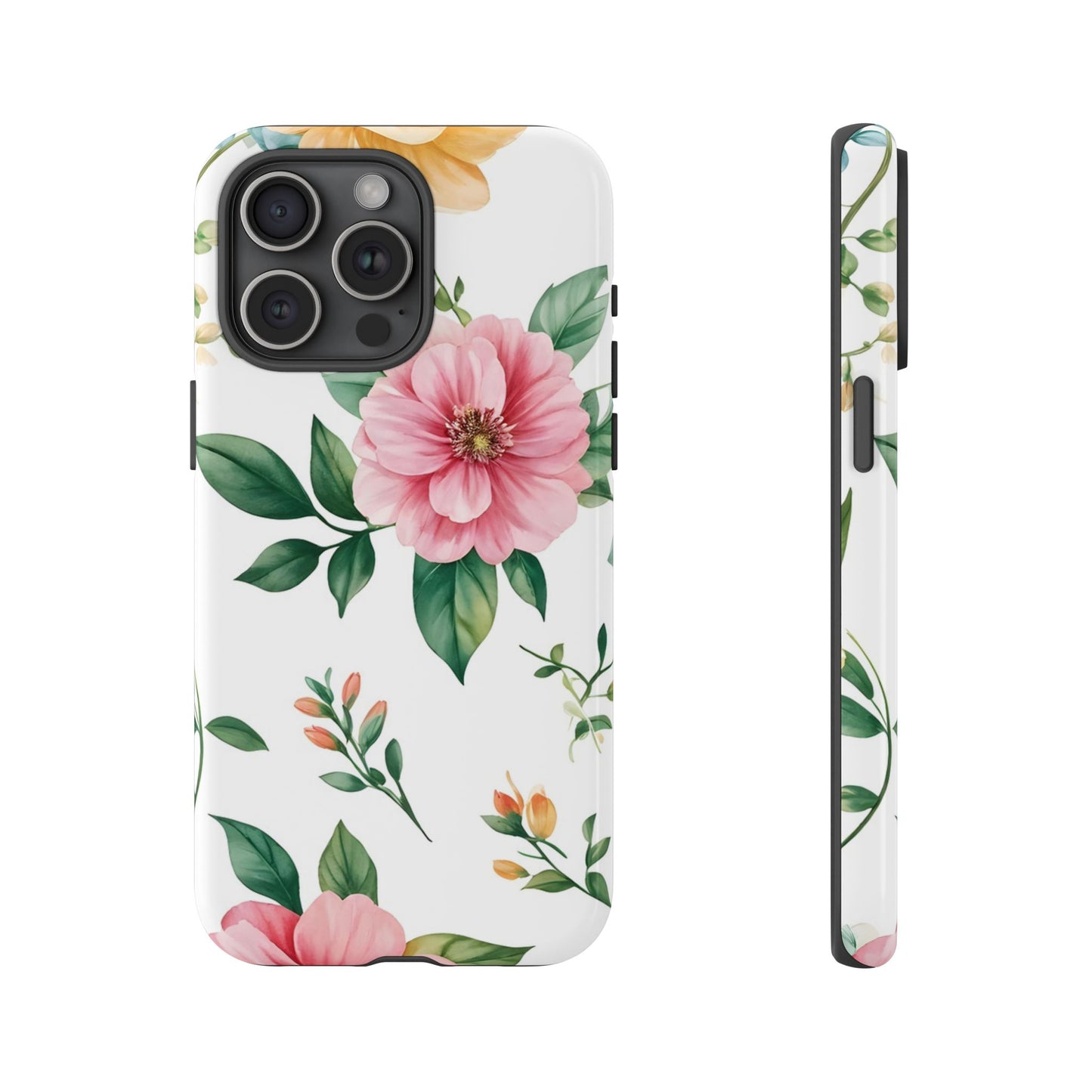 Floral Tough Phone Case — Pink Peony Protective Phone Cover