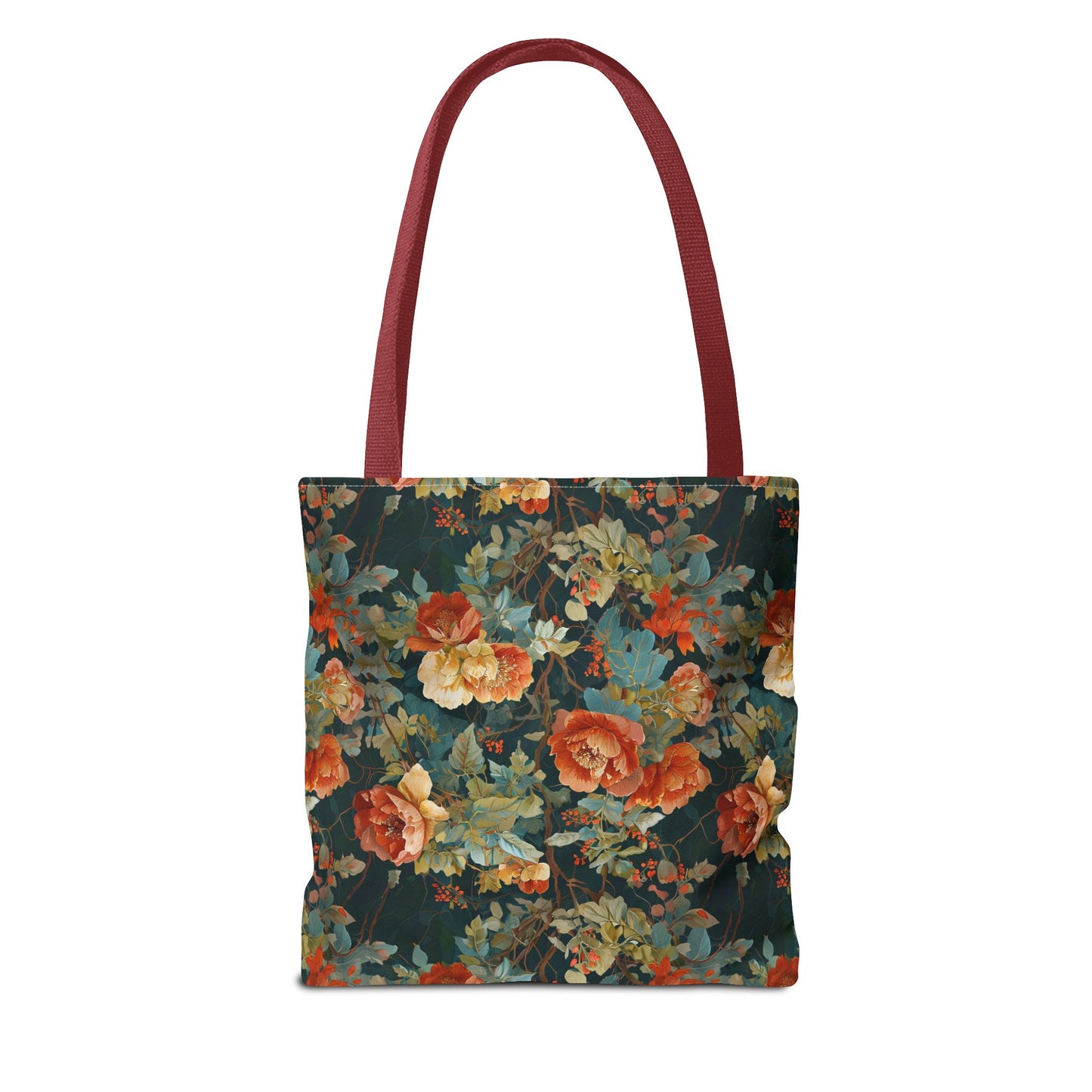 Vintage Rose Floral Tote Bag – Dark Botanical All-Over Print