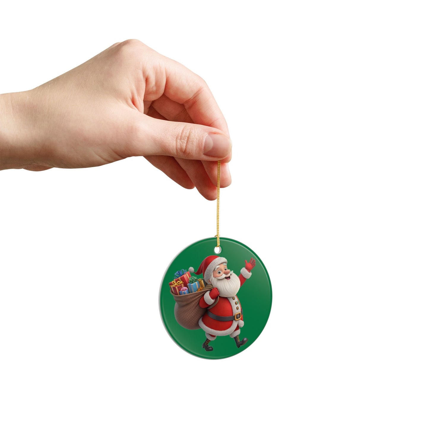 Santa Claus Ceramic Ornament – Double-Sided Christmas Tree Decoration