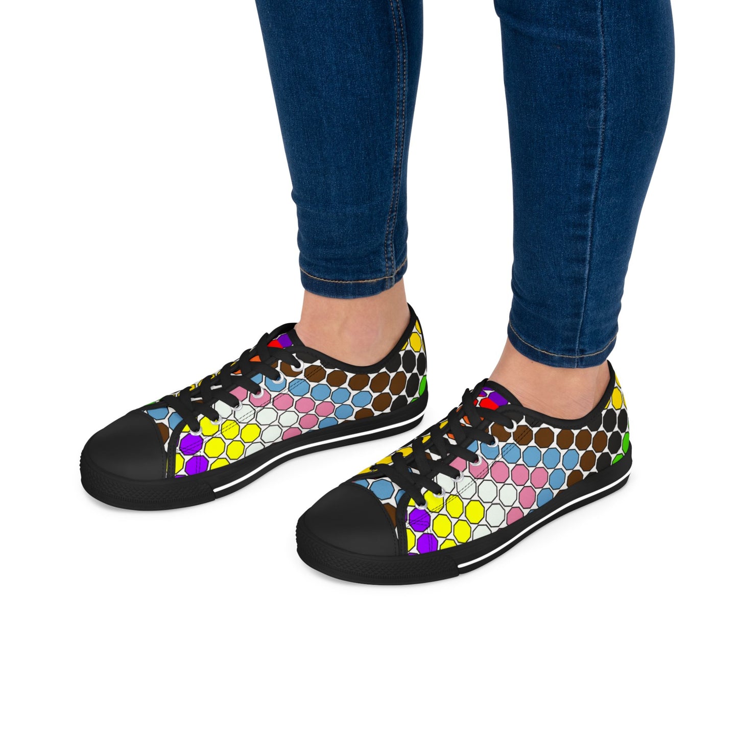 Colorful Polka Dot Low Top Sneakers — Women’s Casual Retro Pattern Shoes