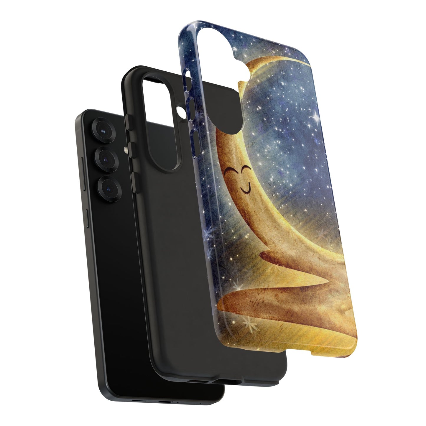 Moonlit Smile Phone Case — Starry Night Crescent Moon iPhone Cover