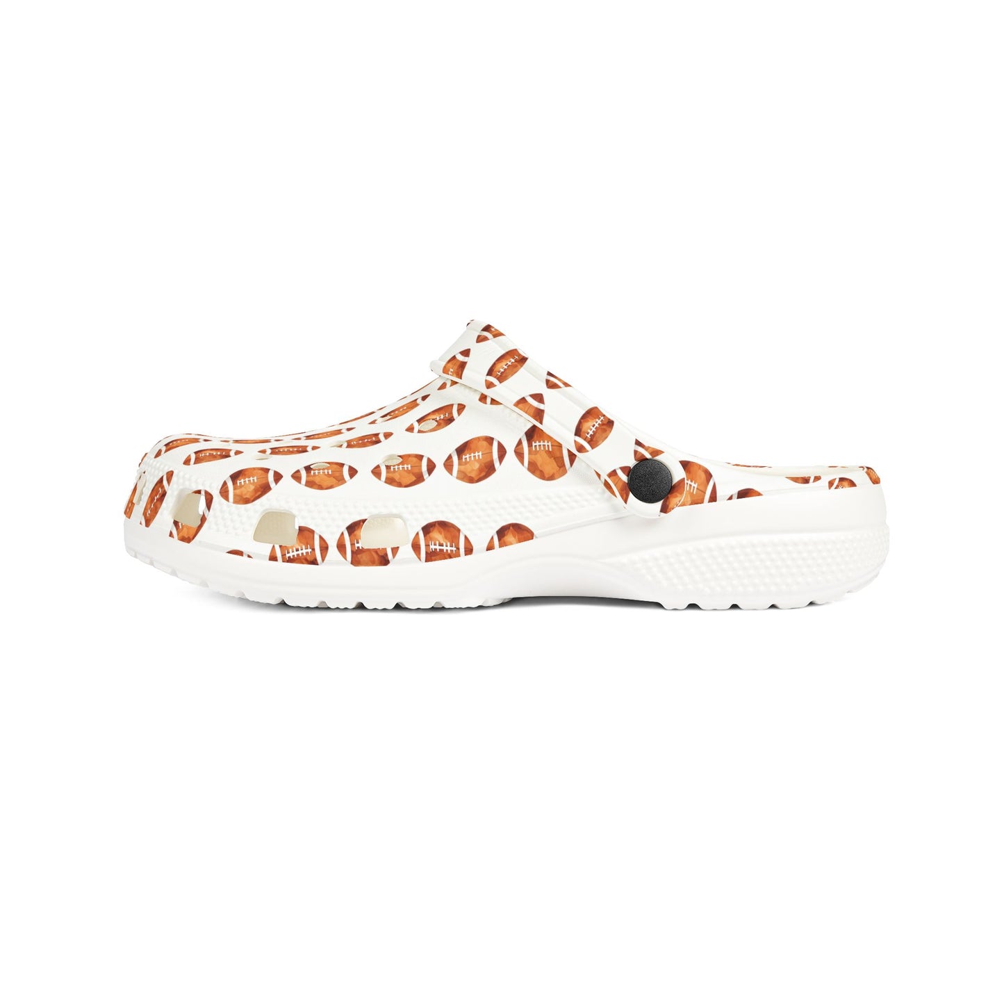 Printed EVA Foam Clogs — All-Over Football Design