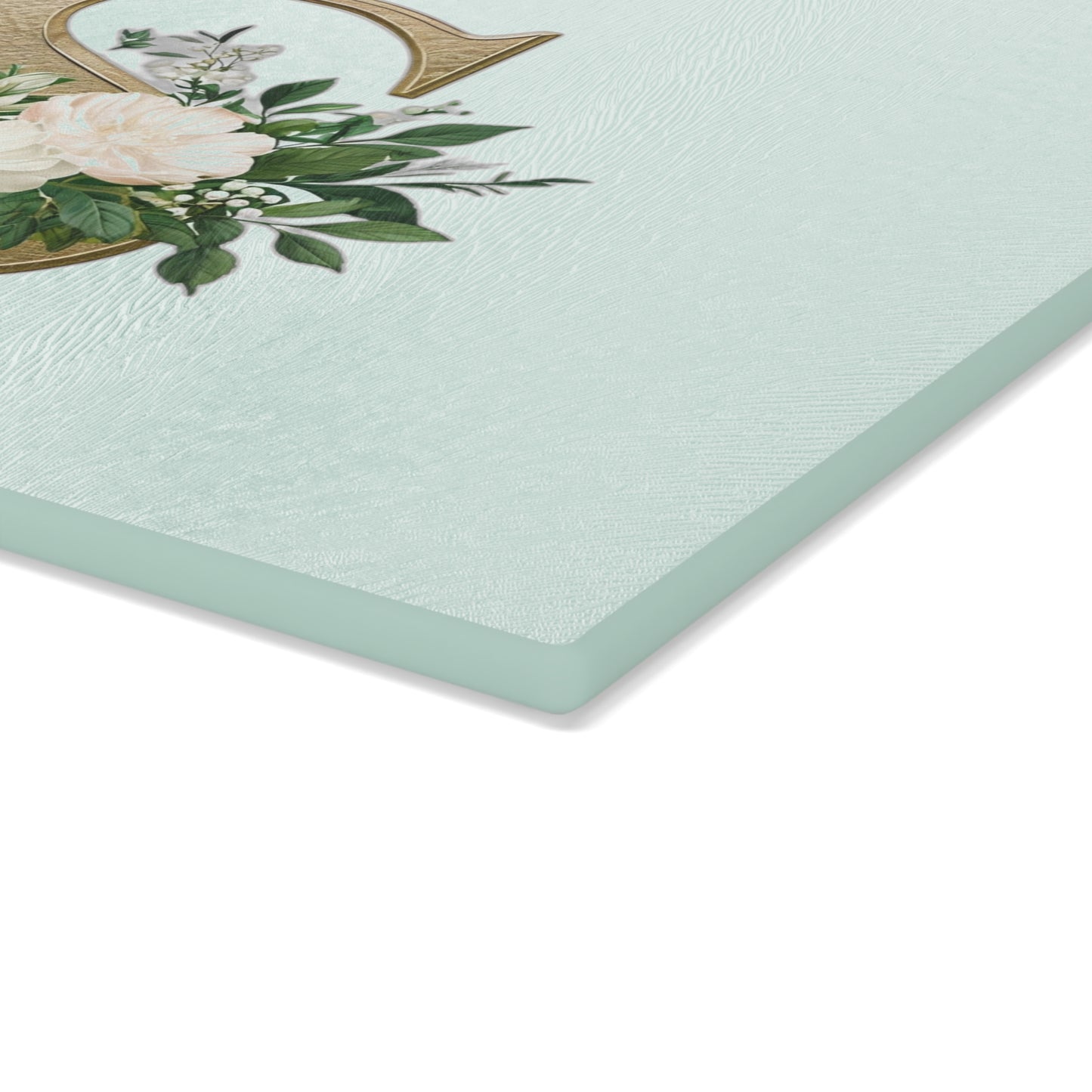 Personalized Floral Glass Cutting Board - Letter S
