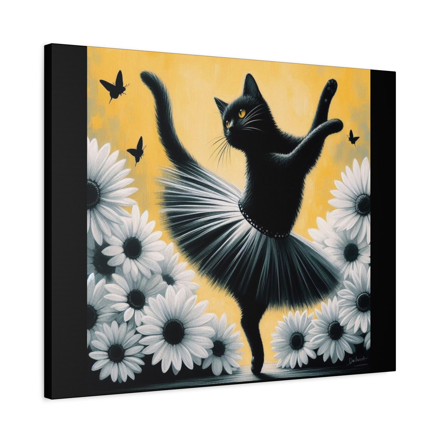Ballet Black Cat Canvas Print — Whimsical Cat Ballerina Wall Art