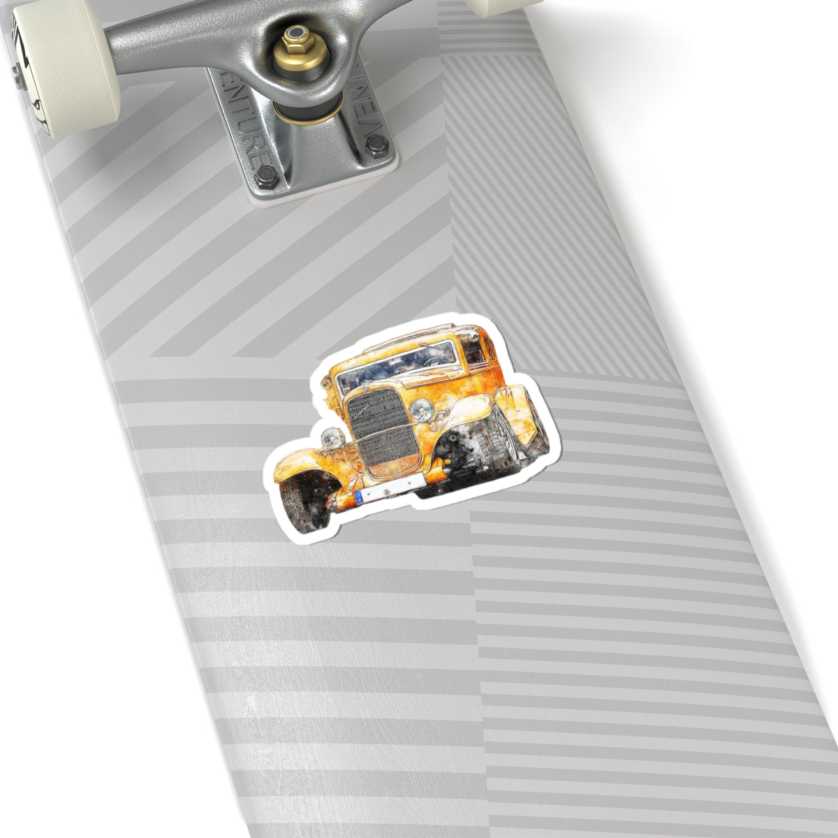 Vintage Yellow Hot Rod Sticker — Retro Classic Car Kiss-Cut Decal