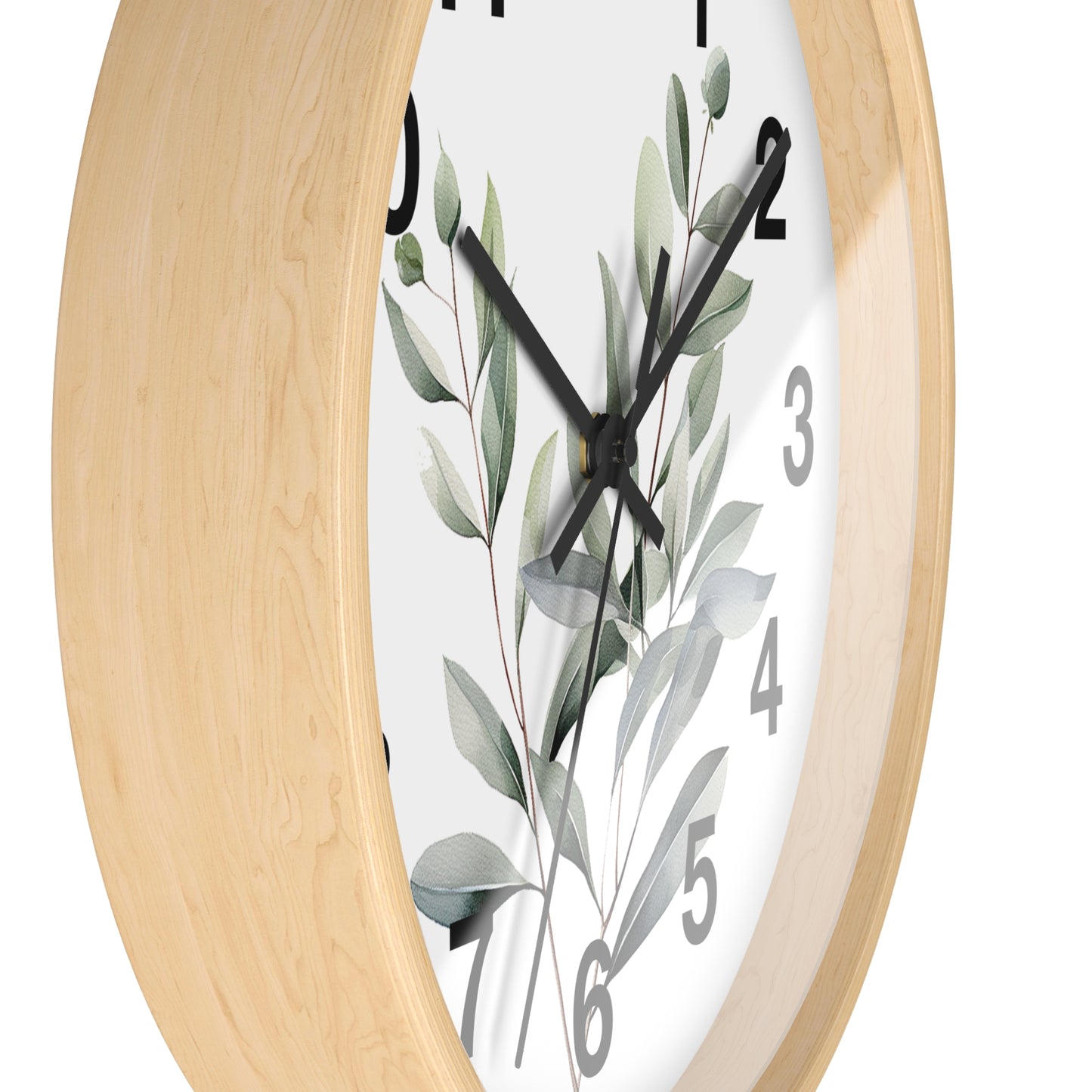 Botanical Wall Clock — Minimal Greenery Clock for Living Room & Bedroom
