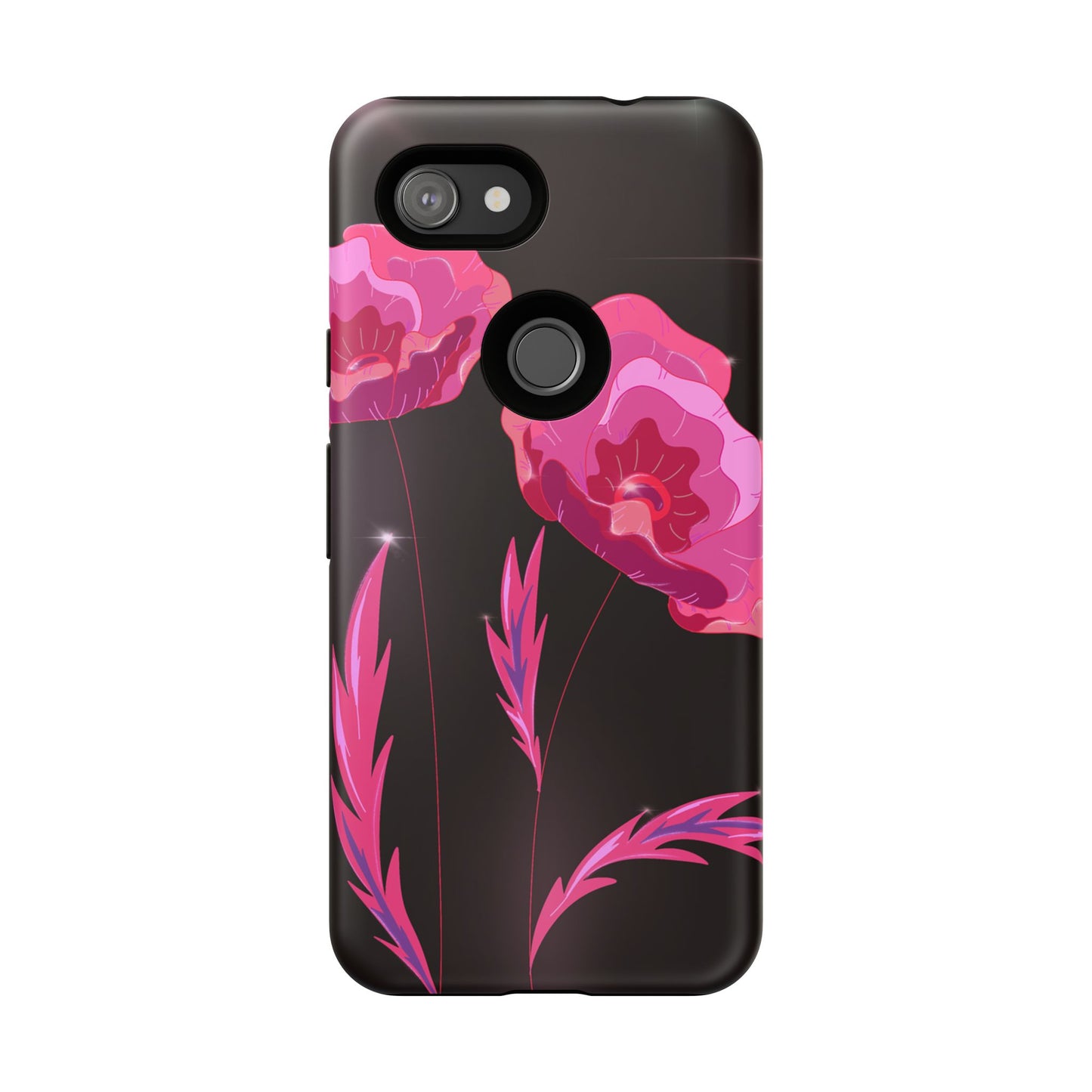 Floral iPhone Case | Tough Cases with Pink Poppy Design, Elegant Flower Phone Cover, Gift for Her, Spring Accessories, Chic Tech