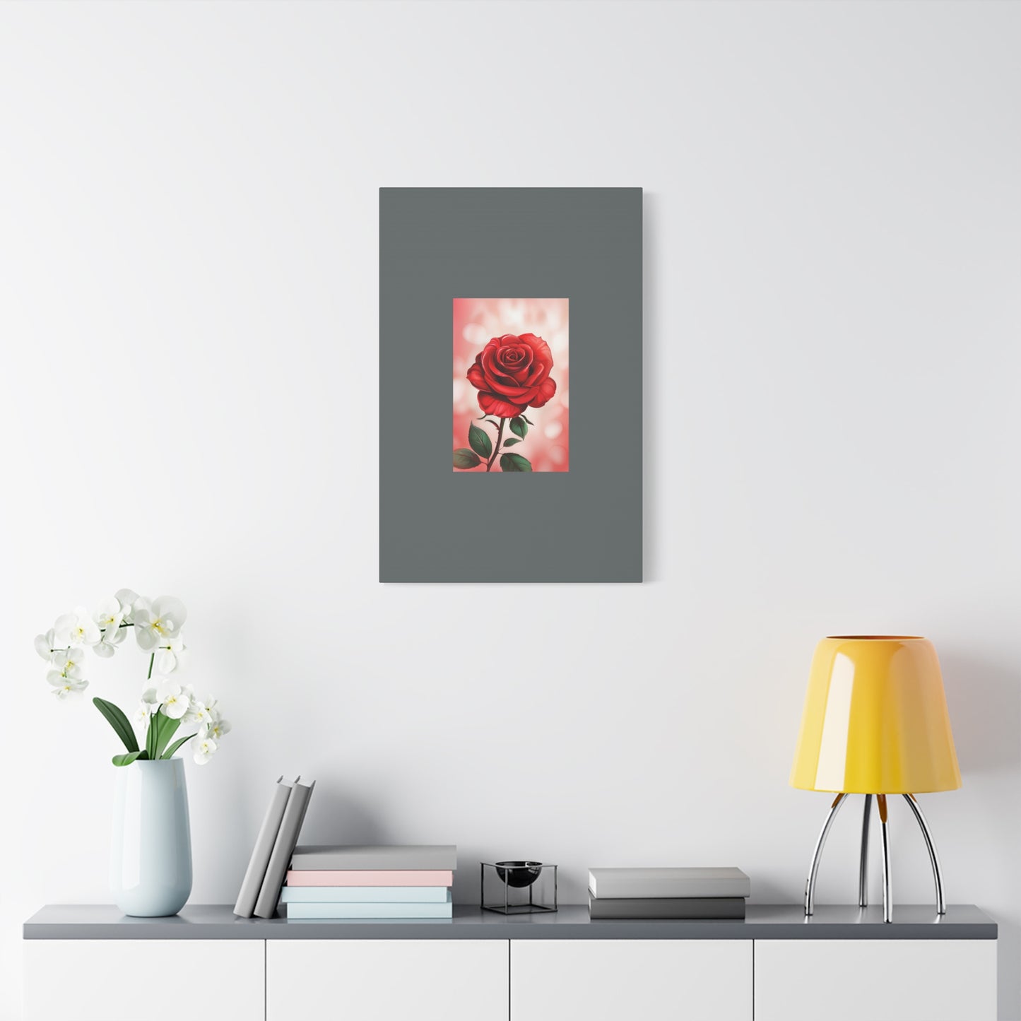 Red Rose Vertical Matte Canvas Print — Romantic Floral Wall Art