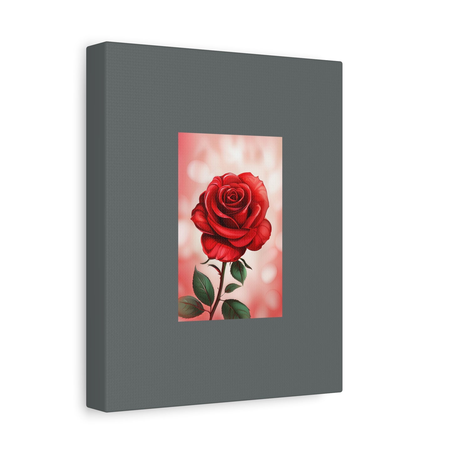 Red Rose Vertical Matte Canvas Print — Romantic Floral Wall Art