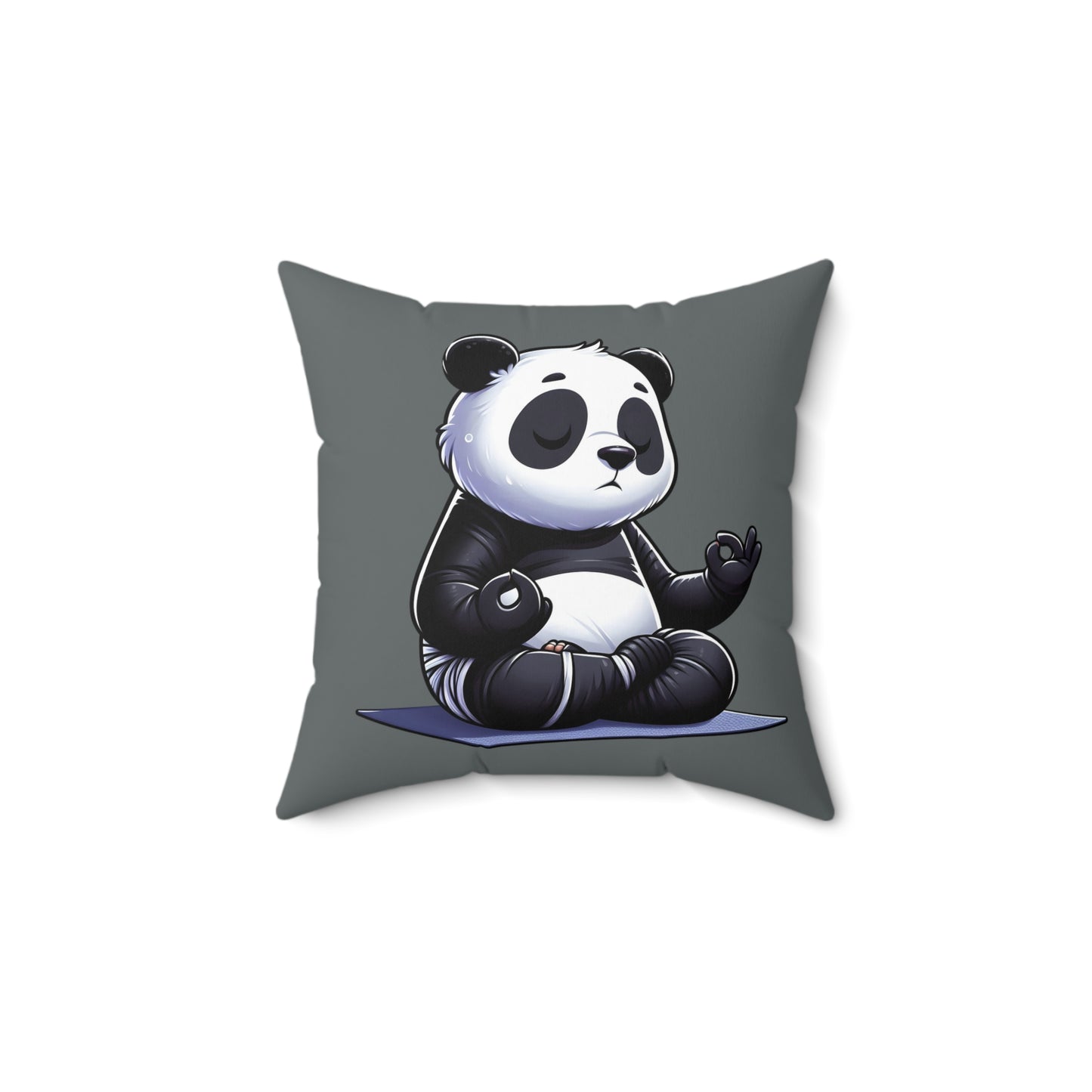 Meditating Panda Throw Pillow — Cute Zen Yoga Decorative Cushion