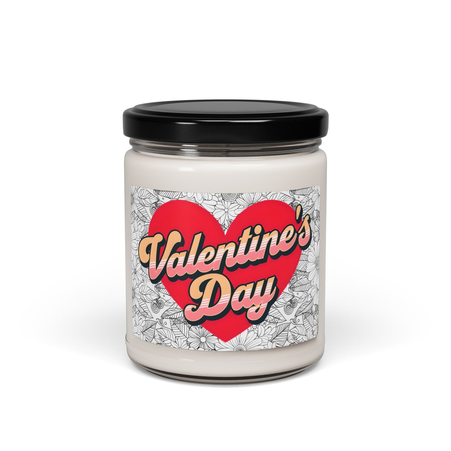 Valentine's Day Soy Candle – 9oz Scented Jar (Romantic Floral Heart)