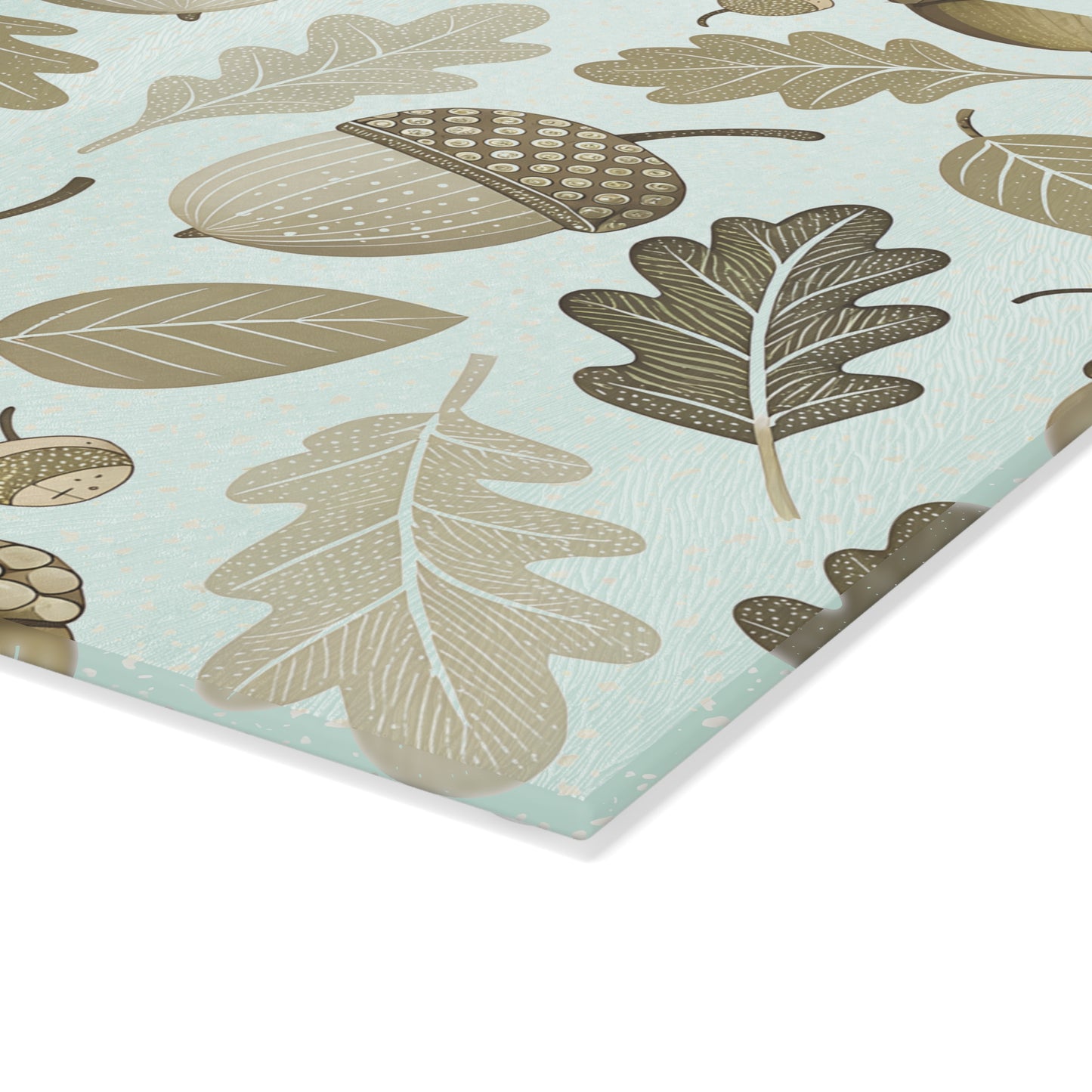 Acorn & Oak Leaves Glass Cutting Board — Autumn Kitchen Decor