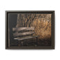 Framed Matte Canvas Print — Autumn Park Bench Photography