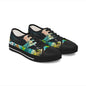 Low Top Sneakers — Abstract Teal & Yellow Brushstroke Canvas Shoes