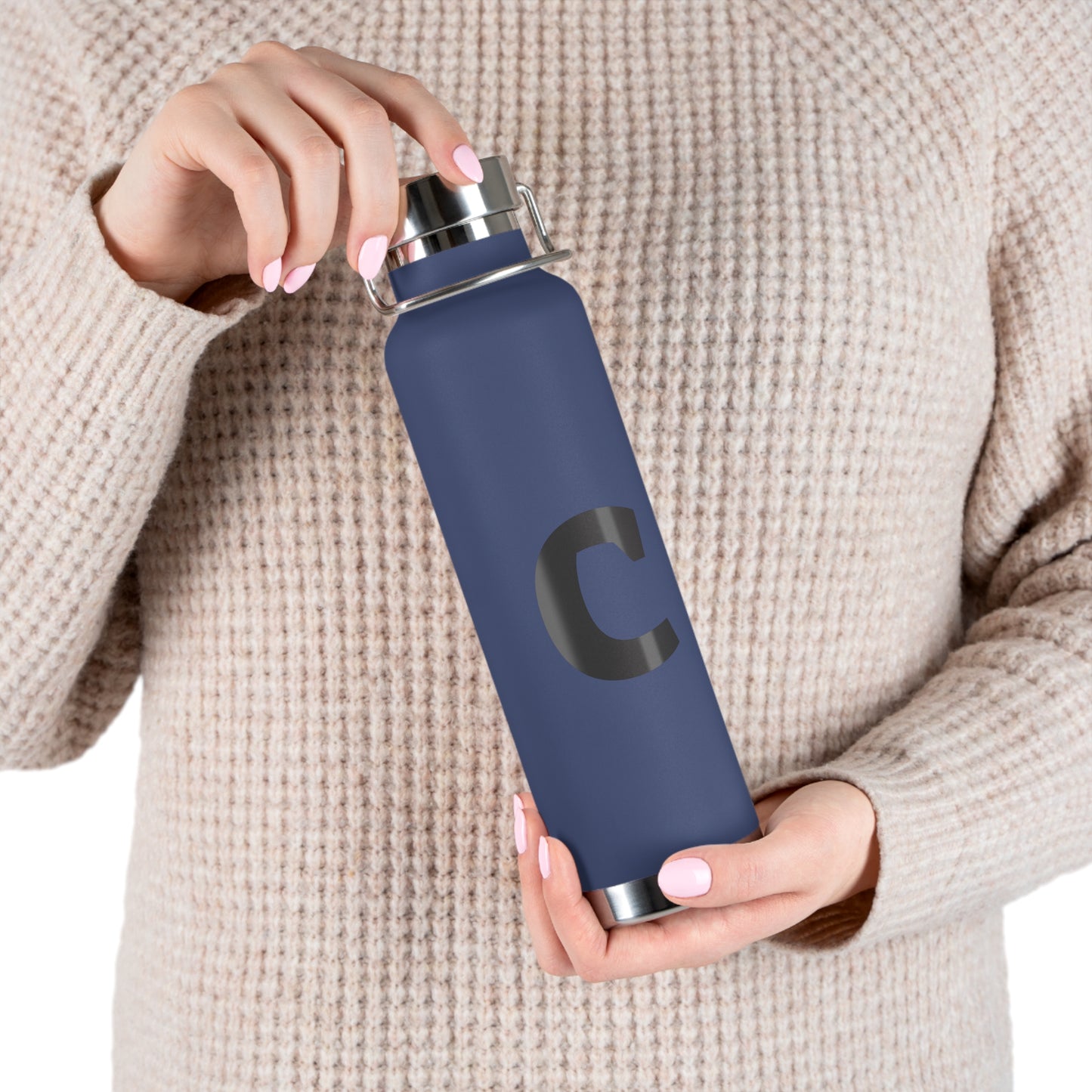 Personalized Copper Insulated Water Bottle, 22oz - "C" Custom Monogram