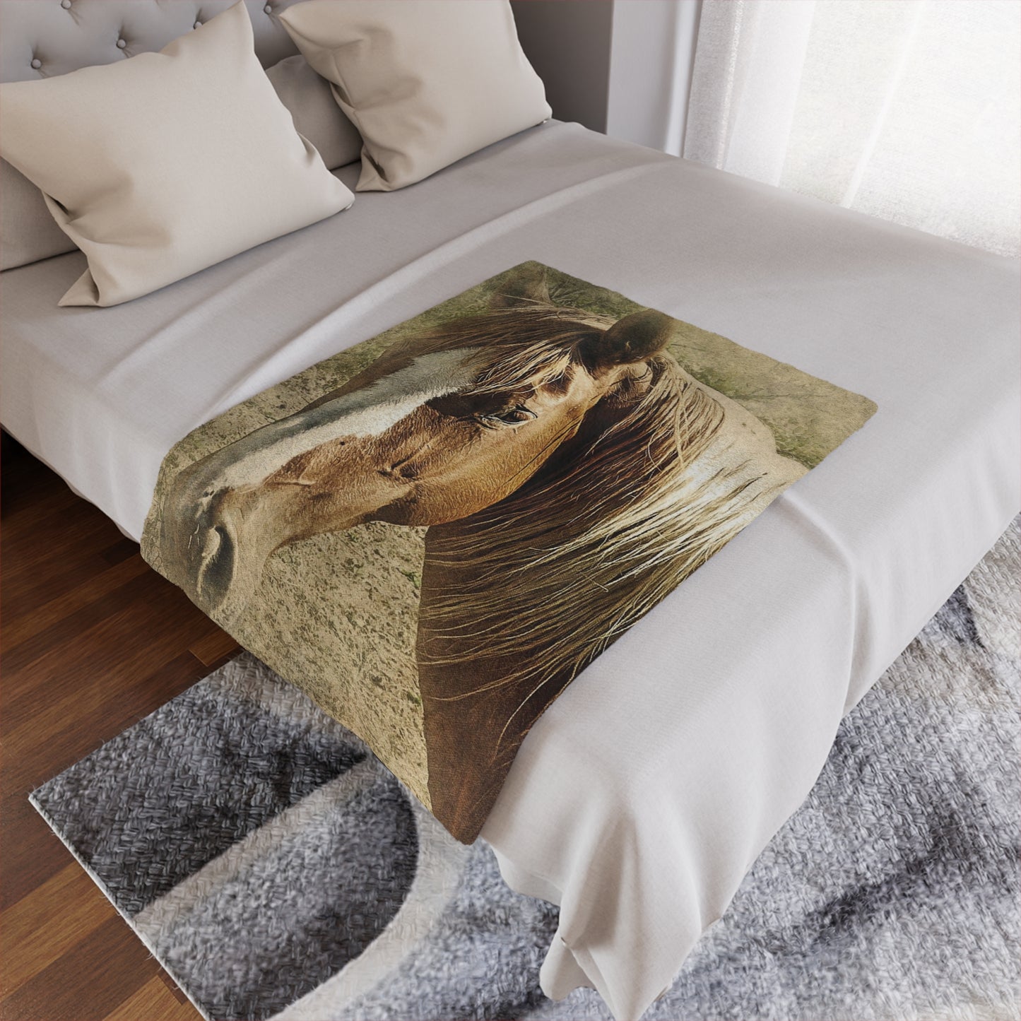 Rustic Horse Minky Blanket — Soft Western Horse Portrait Throw