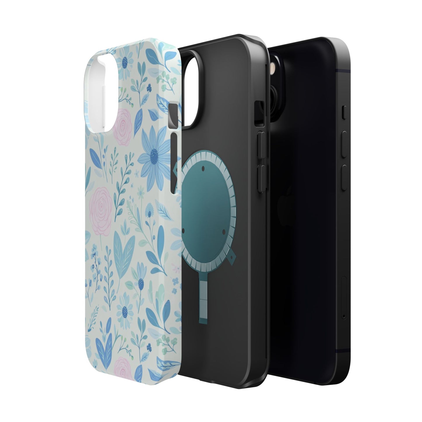 Floral Pastel Magnetic Impact Phone Case — Blue & Pink Botanical Design