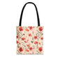 Floral Watercolor Tote Bag — Pink Red Poppy Pattern All-Over Print