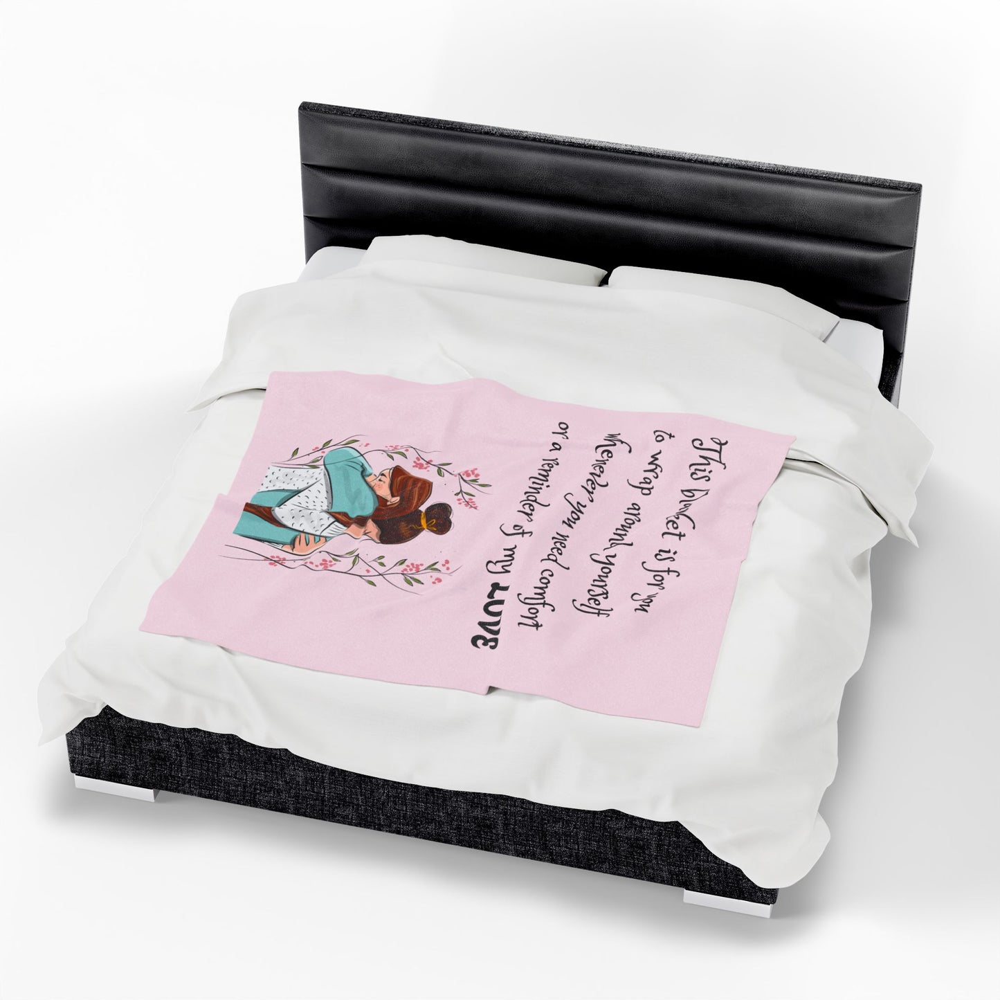 Velveteen Plush Blanket – "This blanket is for you to wrap around yourself" Comfort Throw (Hug Illustration)