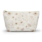 Floral Toile Accessory Pouch — Neutral Vintage Flower Cosmetic Bag