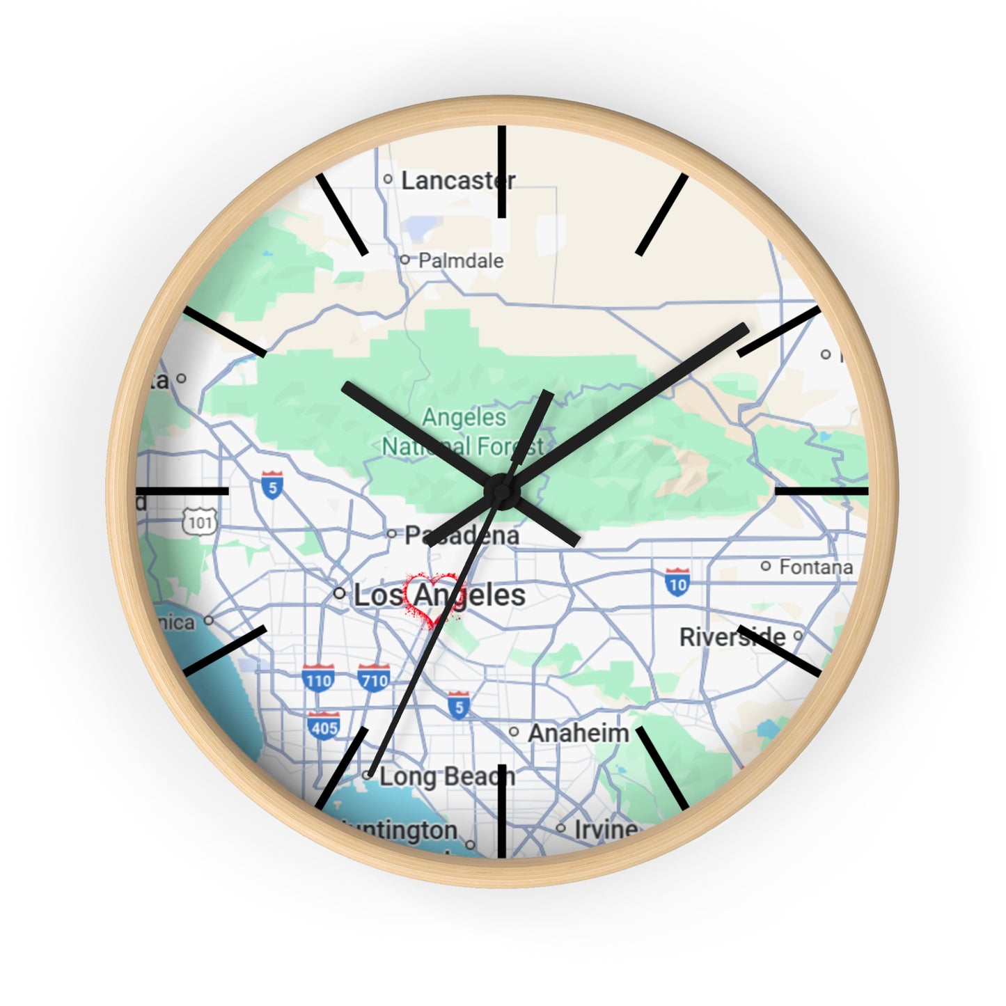 Los Angeles Wall Clock, Unique Home Decor, Custom City Map Clock, Modern Timepiece, Gift for Map Lovers