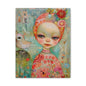 Whimsical Girl & Bird Matte Canvas Wall Art — Stretched Decorative Painting