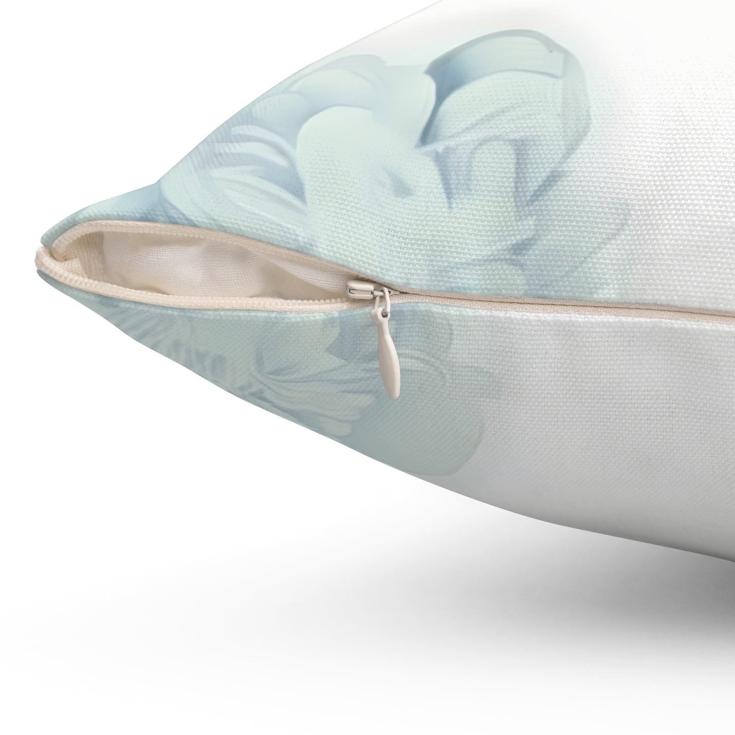 Monogram L Floral Border Decorative Pillow — Soft Blue Initial Throw Pillow