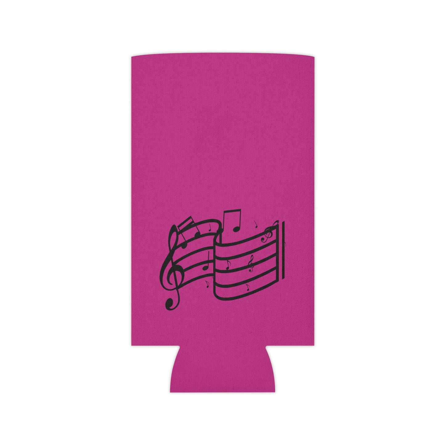 Musical Notes Can Cooler – Pink Neoprene Beverage Koozie for Music Lovers