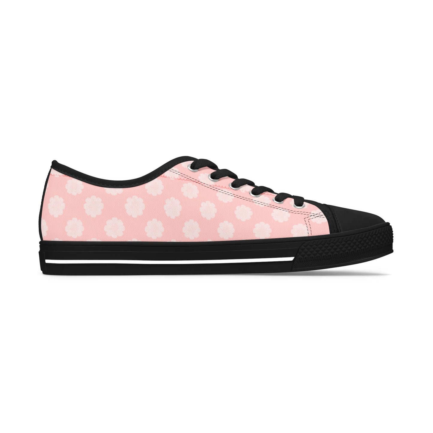 Pink Daisy Low Top Sneakers —  Floral Canvas Casual Shoes