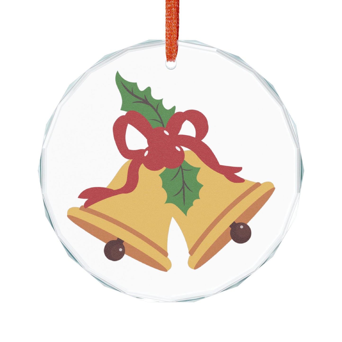 Heart Crystal Ornament – Festive Christmas Bells with Holly Holiday Decoration