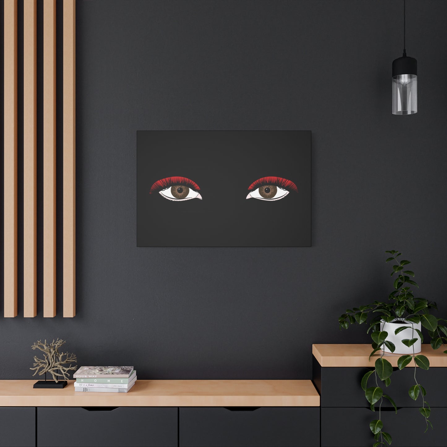 Red Lashes Wall Art Canvas — Glam Eyes Makeup Decor