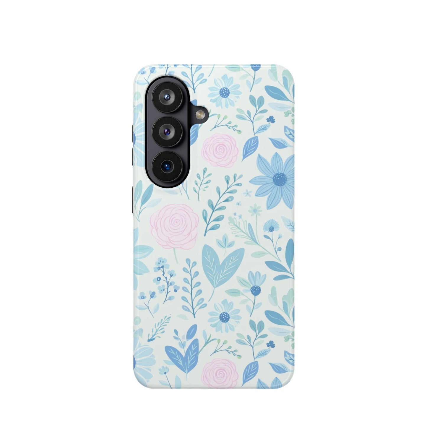 Floral Pastel Magnetic Impact Phone Case — Blue & Pink Botanical Design