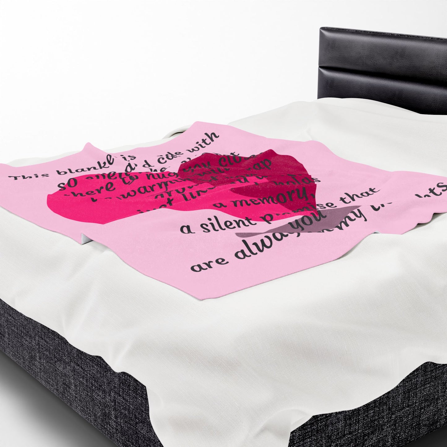 Memorial Heart Velveteen Plush Blanket — "This blanket is made with love and care" Comfort Throw