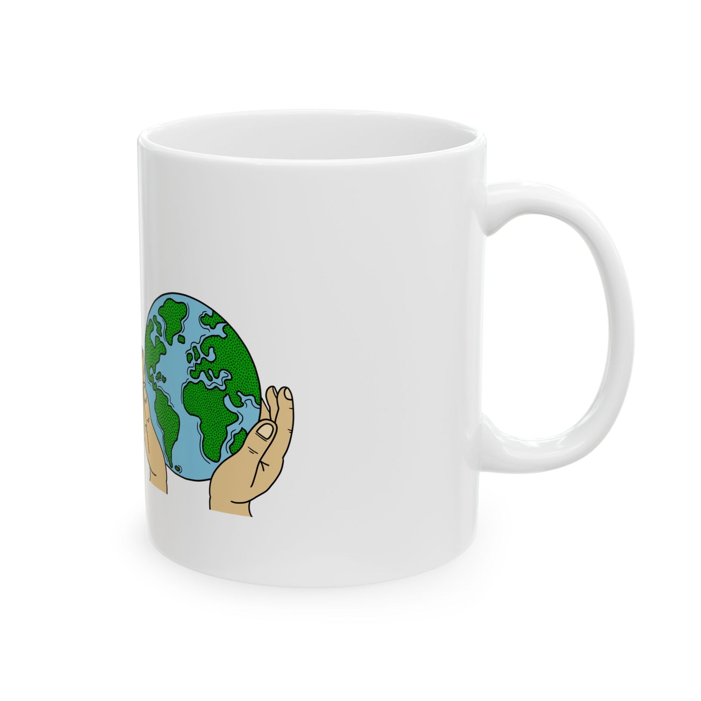 Save Your Mother Earth Ceramic Mug – Eco-Friendly Earth Illustration (11oz, 15oz)