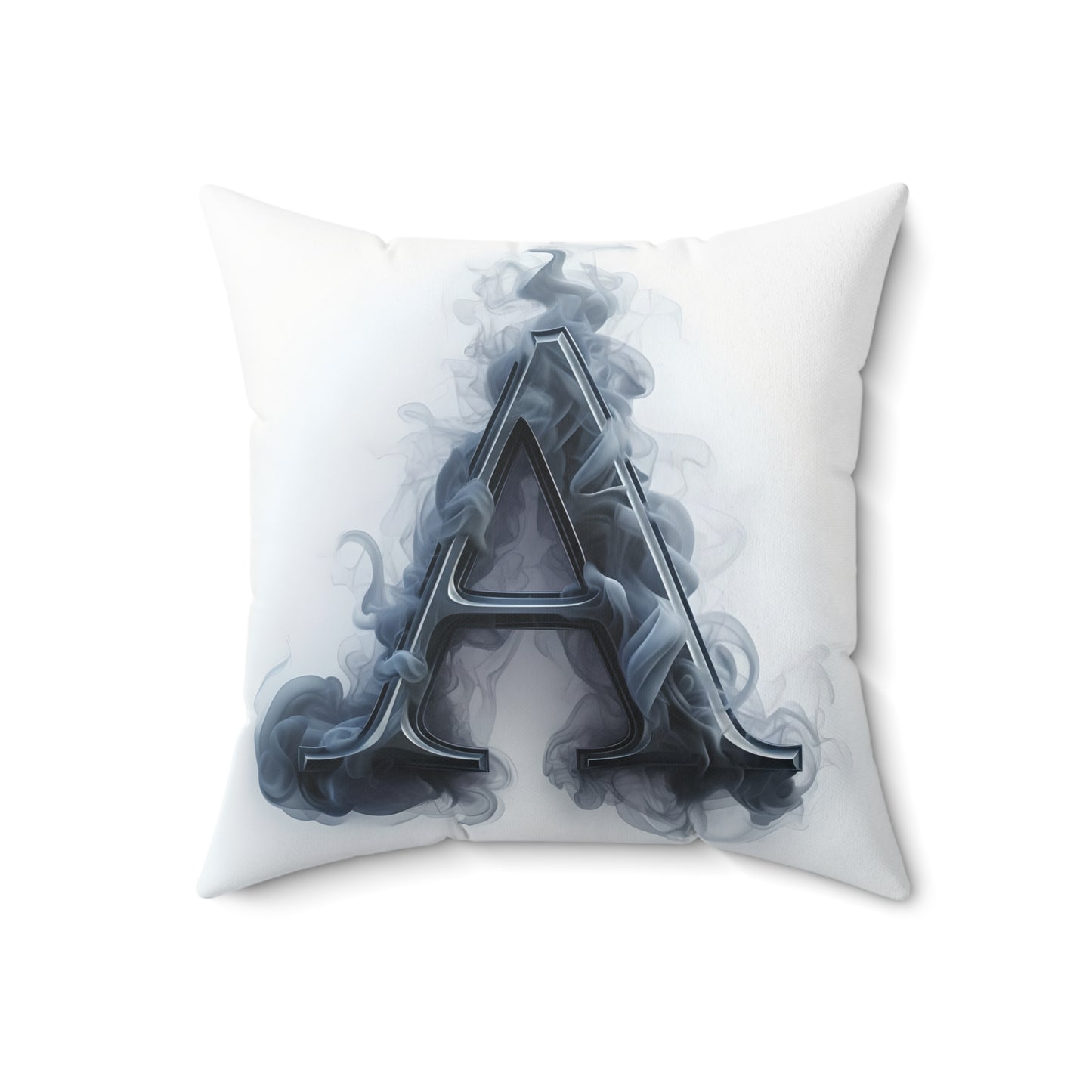 Smoky Gothic Letter 'A' Decorative Pillow — Monogram Accent Cushion