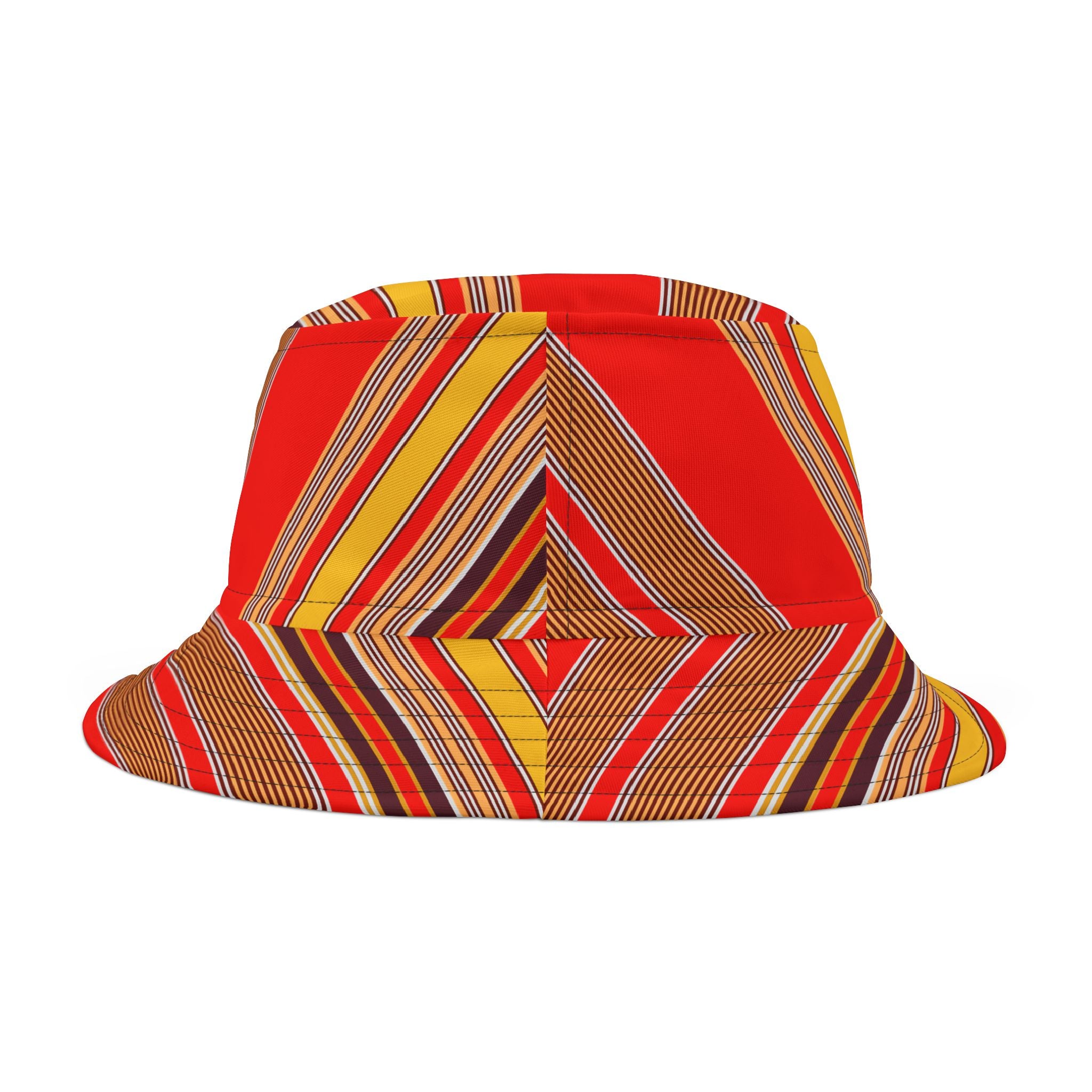 Red Stripe Pattern Bucket Hat — Vibrant Summer Sun Hat