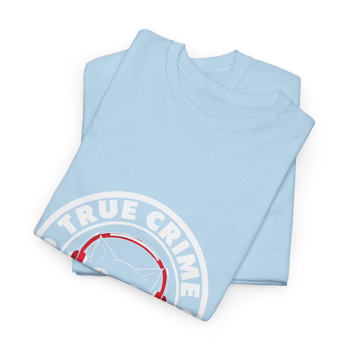True Crime Podcast Tee — Cat with Headphones Logo
