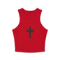 Chic Women's Crop Tank Top with Cross Design, Gym Wear, Casual Summer Top, Festival Fashion, Spiritual Style