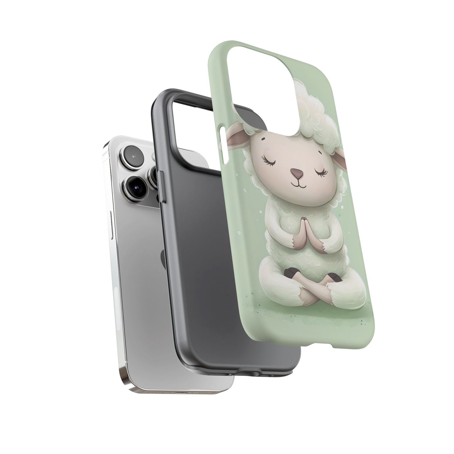 Meditating Lamb Phone Case — Cute Pastel Protective iPhone Cover