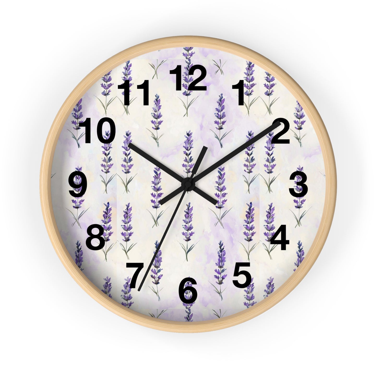 Lavender Sprig Wall Clock — Botanical Floral Clock for Kitchen, Bedroom & Living Room