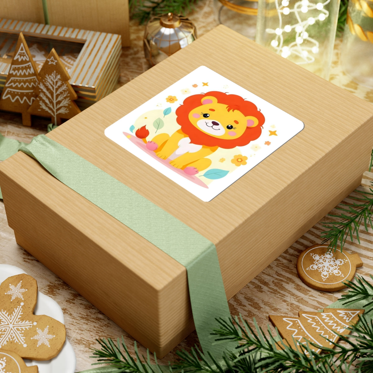 Cute Lion Kiss-Cut Sticker — Cartoon Baby Animal Decorative Decal for Laptops, Water Bottles & Scrapbooks
