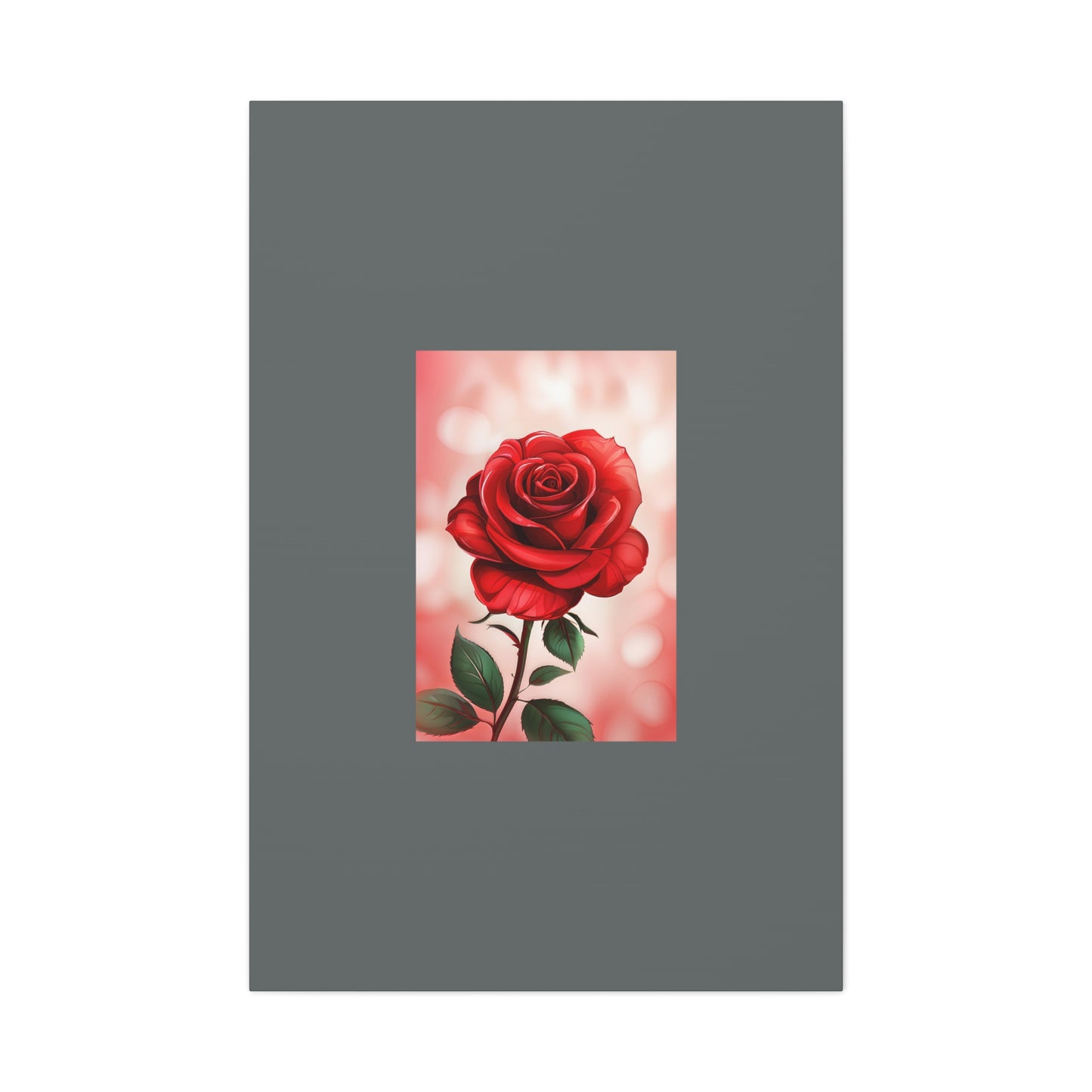 Red Rose Vertical Matte Canvas Print — Romantic Floral Wall Art