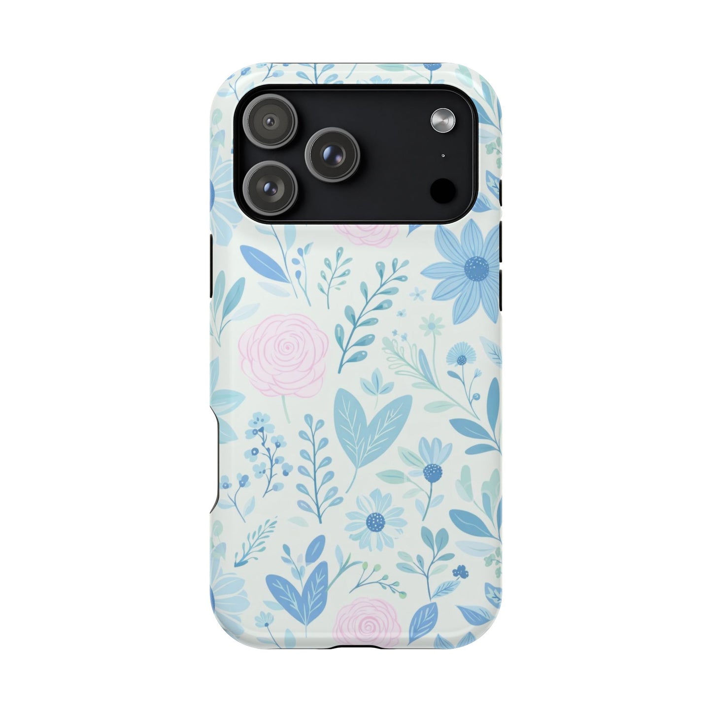 Floral Pastel Magnetic Impact Phone Case — Blue & Pink Botanical Design