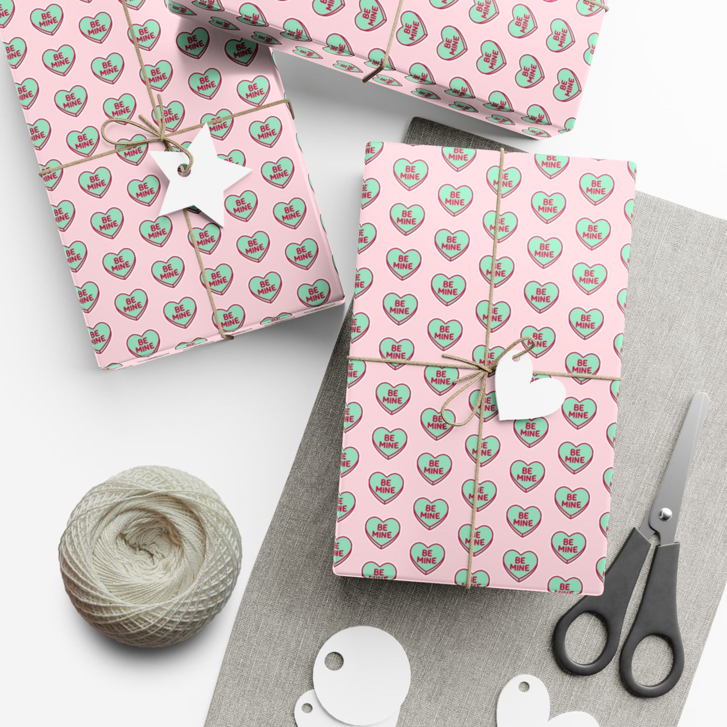 Valentine 'Be Mine' Heart Gift Wrap Paper – Pink Romantic Wrapping Sheets
