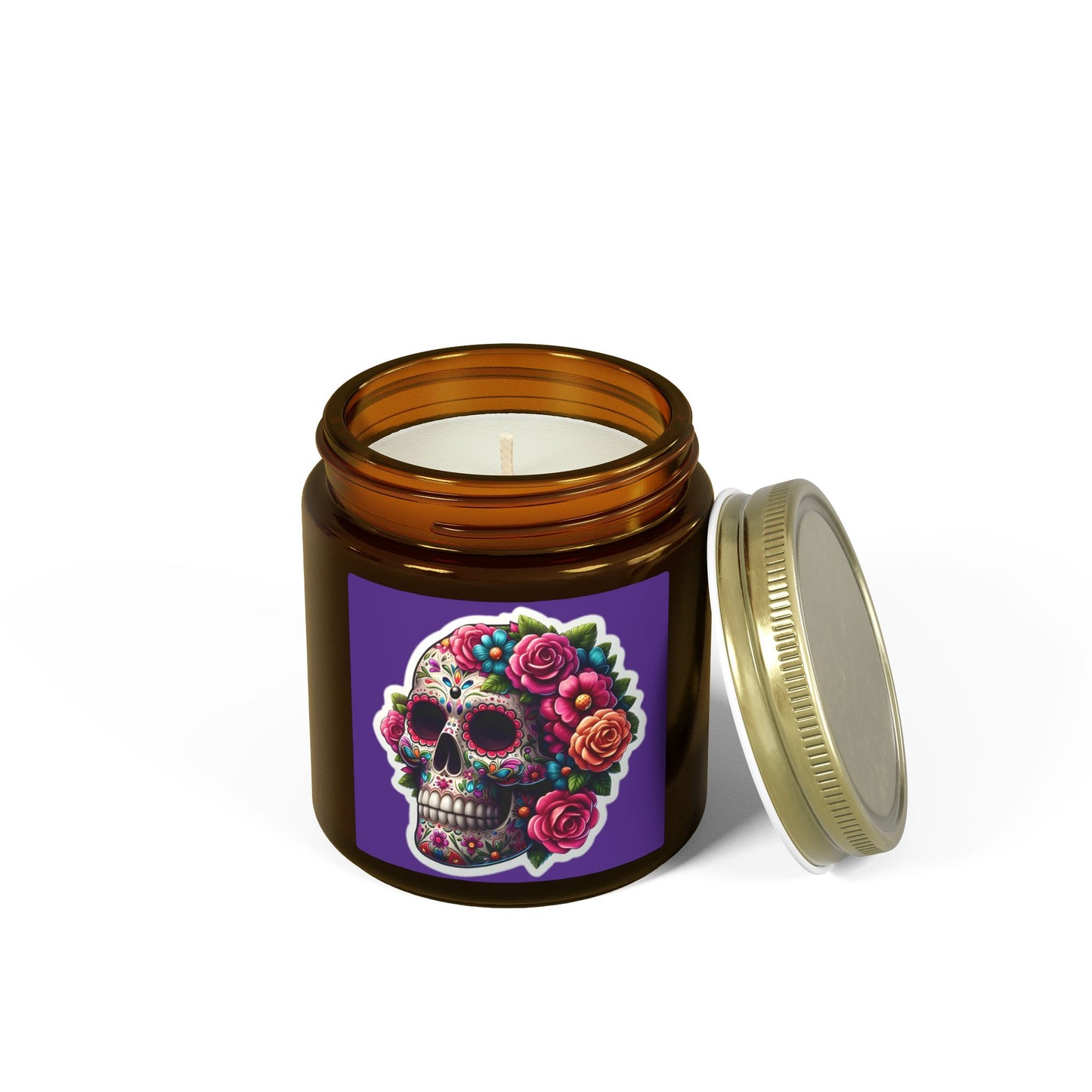 Day of the Dead Sugar Skull Scented Candle — Coconut Apricot Wax (4oz & 9oz)