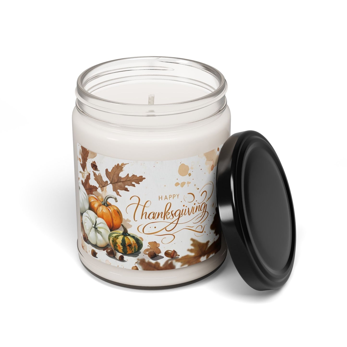 Thanksgiving Scented Soy Candle - 9oz Fall Pumpkin & Autumn Leaves Jar Candle