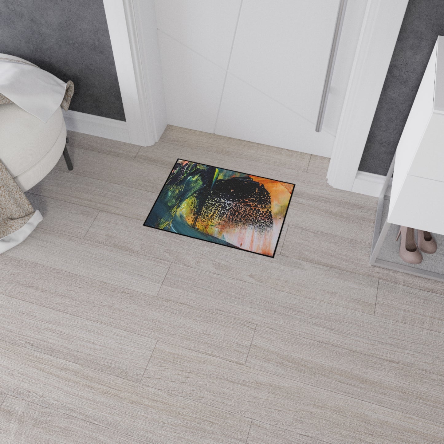 Abstract Art Heavy-Duty Floor Mat — Vibrant Brushstroke Entry Rug