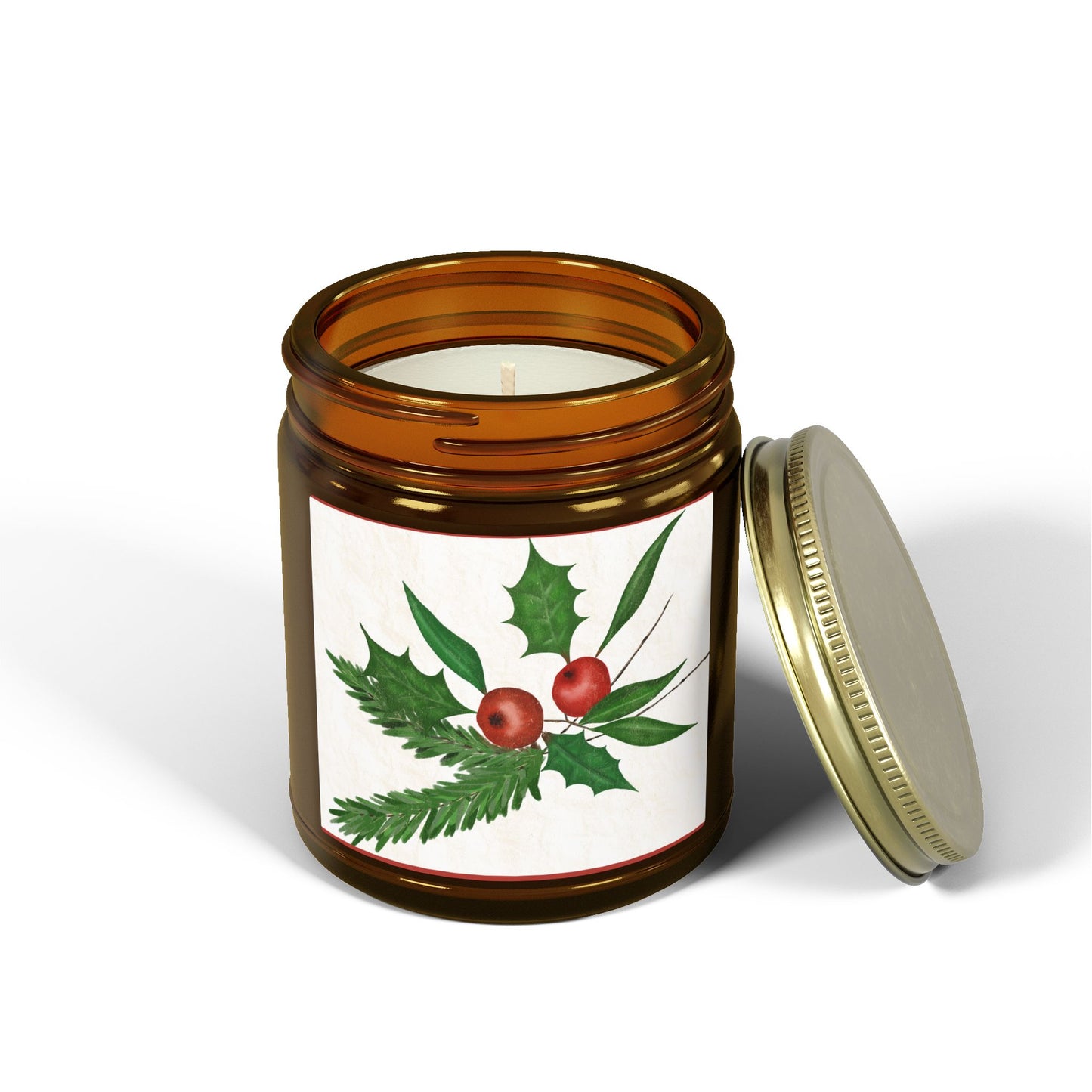 Holiday Holly Scented Candle (Coconut Apricot Wax)
