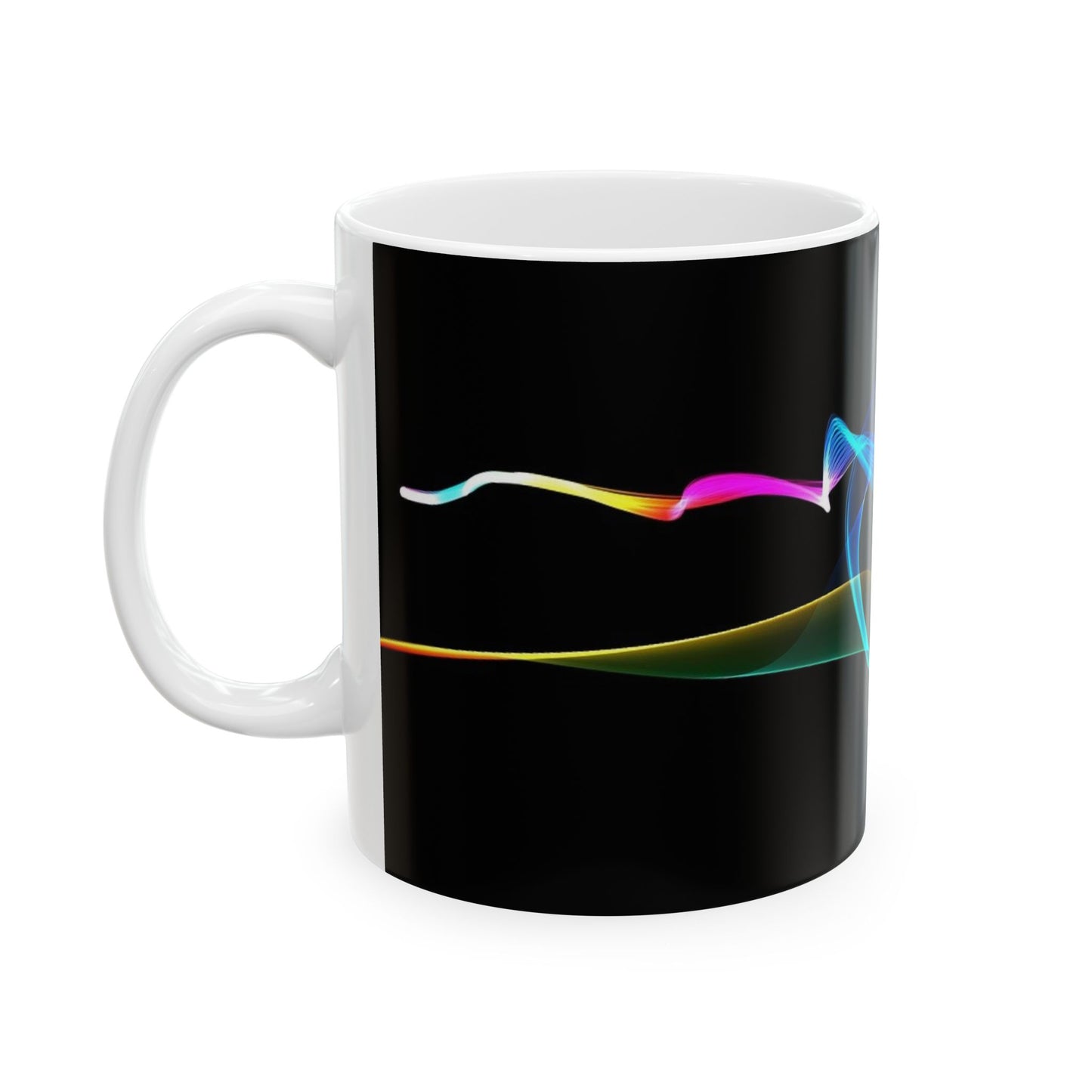Neon Wave Ceramic Mug – Colorful Abstract Smoke Design (11oz & 15oz)